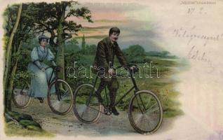 1899 Cyclists 'All Heil' hold to light litho