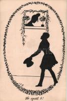 10 db régi sziluett képeslap / 10 silhouette postcards