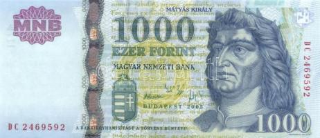 2005. 1000Ft (3x) egymásutáni sorszámmal T:I