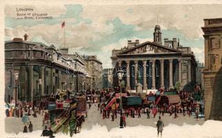 London, Bank of England and Royal Exchange, 'Ernest Nister Series 56' litho (cut)