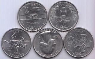 Amerikai Egyesül Államok 1976-2001. 1/4$ (5xklf emlékkiadás) T:2
USA 1976-2001. 1/4 Dollar (5xdiff c...