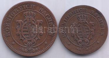 Német Államok / Sachsen 1865B 1Pf + 1869B 2Pf T:2
German States / Sachsen 1865B 1 Pfennig + 1869B 2 ...