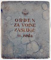 Jugoszlávia ~1952. Katonai Érdemrend ezüst kardokkal kitüntetés, ezüst jelzéssel hátoldalán, miniatű...