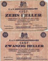 Csót/hadifogolytábor 1916. augusztus 1. 10f + 20f számozás nélkül T:IV,II