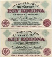 Kenyérmező/hadifogolytábor 1916. január 15. 1K + 2K sorozat- és sorszámmal T:I