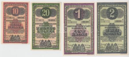 Sopronnyék/hadifogolytábor 1916. június 16. 10f + 20f + 1K + 2K sorozat T:I