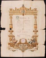 cca 1890 18 db főleg keményhátú fotó, egy díszes litho, de szakadt oklevél, és néhány irat