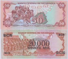 Nicaragua 1984. 20C "20.000" felülnyomással + 1985. 50C T:I-,III
Nicaragua 1984. 20 Cordob...