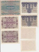 Osztrák/Magyar Bank 1922. 2K (2x) + 10K (2x) + 20K (2x) + 100K T:II-,III