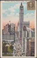 New York, Broadway showing Woolworth building