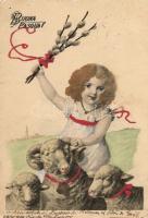 10 db régi motívumlap: gyerek és üdvözlőlapok, benne két litho / 10 motive cards: children, greeting...