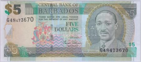 Barbados 2007. 5 Dollars T:II Barbados 2007. 5$ C:XF