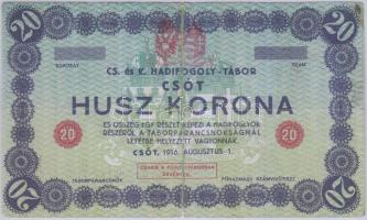 Csót/hadifogolytábor 1916. 20K számozás nélkül, ragasztott T:III-/IV