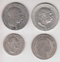 Ausztria 1869. 20Kr Ag + 1872. 10Kr Ag + 1894. 1K Ag + 1914. 1K Ag "Ferenc József" T:2,3
A...