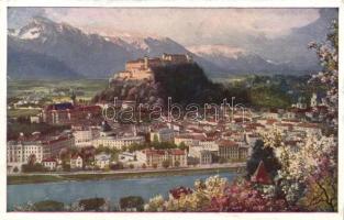 8 db régi osztrák képeslap: 7 Linz és egy Salzburg / 8 Austrian 'Künstlerkarte' postcards: 7 Linz, 1 Salzburg