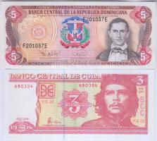 Kuba 2004. 3P + Dominikai Köztársaság 1995. 5P T:I,II- Cuba 2004. 3 Pesos + Dominican Republic 1995. 5 Pesos C:Unc,VF