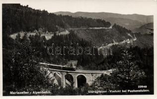 7 db régi, osztrák képeslap / 7 Austrian postcards: Mariazellerbahn (5) Mittenwaldbahn (1) Leoben (1)