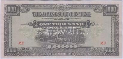 Malaya / Japán kormányzat 1945. 1000$ T:I- Malaya / Japanese government 1945. 1000 Dollars C:AU