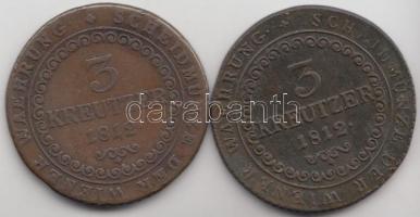 1812G 3Kr Cu "I. Ferenc" + 1812S 3Kr Cu "I. Ferenc" T:2-,3