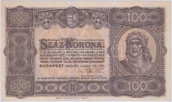 1923. 100K "Magyar Pénzjegynyomda Rt. Budapest" T:II-