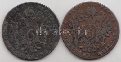 1800B 6Kr Cu "I. Ferenc" + 1800S 6Kr Cu "I. Ferenc" T:2-,3