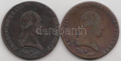 1800B 6Kr Cu "I. Ferenc" + 1800S 6Kr Cu "I. Ferenc" T:2-,3