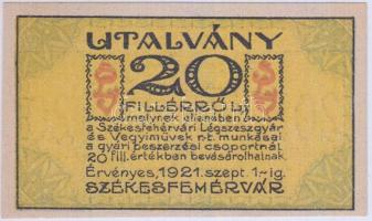Székesfehérvár 1921. 5K "Légszeszgyár és Vegyiművek Részv.-Társ." T:I