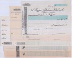 ~1920-1940. "Magyar Általános Hitelbank / Budapest" + "Ungarische Filiale der Creditanstalt-Bankverein / Budapest" kitöltetlen befizetési csekklapja (5db) T:I-II