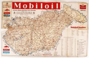 1939 Királyi Magyar Automobil Club útállapot térkép rajta a benzinkutakkal (egy két apró szakadással) / Road map of Hungary 60x80 cm