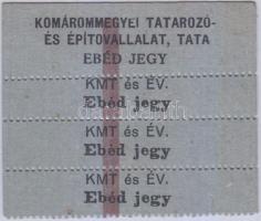 Tata ~1970. "Komárommegyei Tatarozó- és Építővállalat - Ebéd jegy" négyes ívrészben T:I