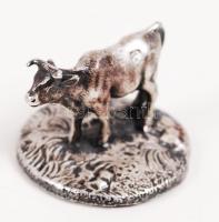 Ezüstözött tehén figura /  Silver plated cow, 4x2,5cm