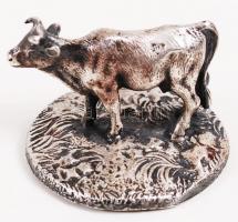 Ezüstözött tehén figura / 
Silver plated cow, 4x2,5cm