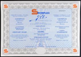 Budapest 1992. "S-Komplex - Nemzetközi Biztonságvédelmi Részvénytársaság" törzsrészvény 10...