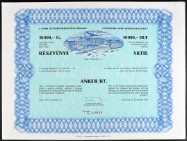 1989. "Győri Textilművek Részvénytársaság" részvénye 10.000Ft-ról szelvényekkel (2x) sorsz...