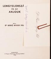 dr. báró Nyáry Pál: Lengyelország és az Anjouk. Bp., 1938 Danubia 27p. a szerző névjegykártyájával