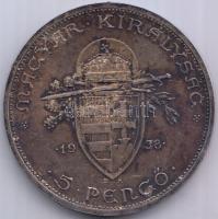 1938. 5P Ag "Szent István" T:2 patina