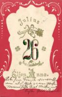 'Július 26. Éljen Anna' Nameday, Emb. greeting card (Rb)