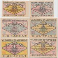 Budapest 1920. "Világítási és Vízmű Rt." értékjegy 20f, 50f, 1K, 2K, 5K, 10K T:I