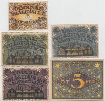 Nagyszőllős 1919. "Ugocsai Világítási Rt." értékjegy 50f, 1K, 2K, 3K, 5K T:I
