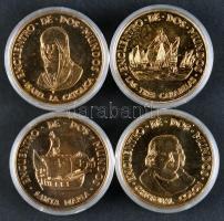 Spanyolország 1992. "Amerika felfedezésének 500. évfordulója" 4db-os aranyozott emlékérem ...