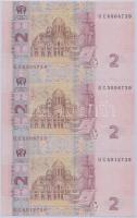 Ukrajna 2004. 2H 3-as ívben T:I Ukraine 2004. 2 Hryvnia in sheet of three C:Unc