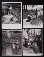 cca 1935-1940 Reich Péter Cornel: "Szép vagy Budapest". Vintage felvételek a Rómaifürdő környékéről, feliratozva, az egyik szerzői pecséttel jelzett, 7db, 24x18cm