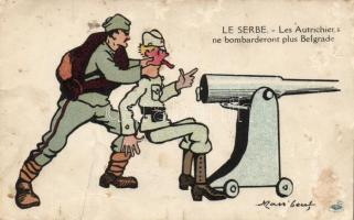 Anti-Austrian military propaganda, humour, the Austrians not bombard Belgrade more, artist signed (b)