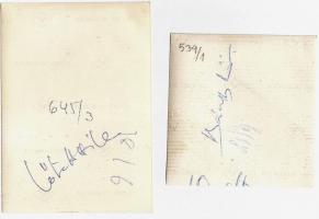 1980-1990 Aláírt, színészportrék: Lőte Attila, Nádas György, Kubik Anna, Bánffy György; levlap méret...