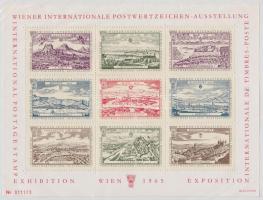 1965 WIPA bélyegkiállítás levélzáró kisív (apró ívszéli hibák)