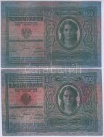 1912-15. 10K + 20K + 100K (2x) mindegyik piros Magyarország körbélyegzővel + "Felülbélyegzés 19...