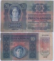 1912-15. 10K + 20K + 100K (2x) mindegyik piros Magyarország körbélyegzővel + "Felülbélyegzés 19...