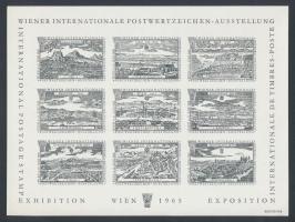 1965 Bécsi WIPA bélyegkiállítás levélzáró kisív feketenyomat