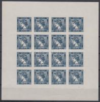 1933 WIPA bélyegkiállítás kék színű Markúr 16-os levélzáró kisív (apró ívszéli hibák)