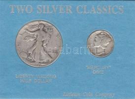 Amerikai Egyesült Államok 1935. 1D Ag "Mercury" + 1941. 1/2$ Ag "Walking Liberty&quot...